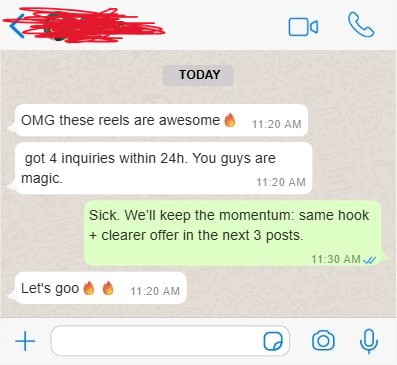 Client testimonial screenshot 1